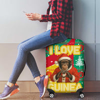 Guinea Christmas Luggage Cover with Santa Chimpanzee Heart Hands and Green Red Snowflake Pattern - Wonder Print Shop