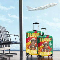 Guinea Christmas Luggage Cover with Santa Chimpanzee Heart Hands and Green Red Snowflake Pattern - Wonder Print Shop