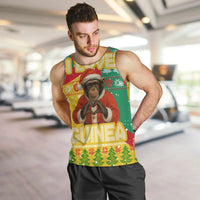 Guinea Christmas Men Tank Top with Santa Chimpanzee Heart Hands and Green Red Snowflake Pattern - Wonder Print Shop