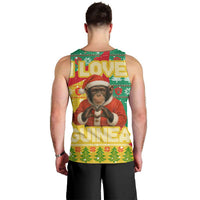 Guinea Christmas Men Tank Top with Santa Chimpanzee Heart Hands and Green Red Snowflake Pattern - Wonder Print Shop