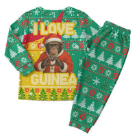 Guinea Christmas Pajama Set with Santa Chimpanzee Heart Hands and Green Red Snowflake Pattern - Wonder Print Shop