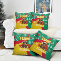 Guinea Christmas Pillow Cover with Santa Chimpanzee Heart Hands and Green Red Snowflake Pattern - Wonder Print Shop