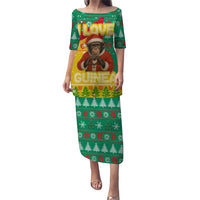 Guinea Christmas Puletasi with Santa Chimpanzee Heart Hands and Green Red Snowflake Pattern - Wonder Print Shop
