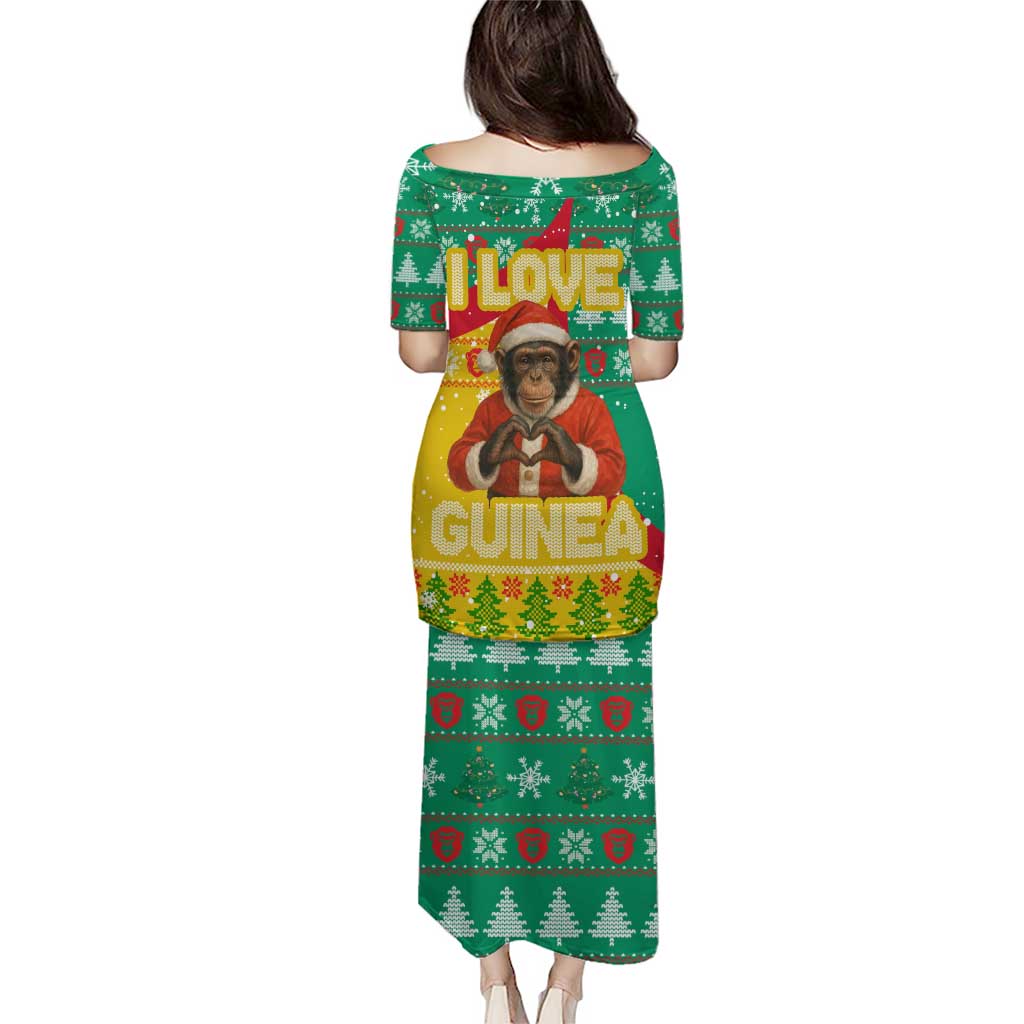 Guinea Christmas Puletasi with Santa Chimpanzee Heart Hands and Green Red Snowflake Pattern - Wonder Print Shop