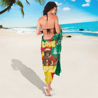 Guinea Christmas Sarong with Santa Chimpanzee Heart Hands and Green Red Snowflake Pattern - Wonder Print Shop