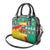 Guinea Christmas Shoulder Handbag with Santa Chimpanzee Heart Hands and Green Red Snowflake Pattern - Wonder Print Shop