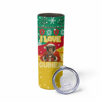 Guinea Christmas Skinny Tumbler with Santa Chimpanzee Heart Hands and Green Red Snowflake Pattern - Wonder Print Shop