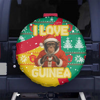 Guinea Christmas Spare Tire Cover with Santa Chimpanzee Heart Hands and Green Red Snowflake Pattern - Wonder Print Shop