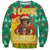 Guinea Christmas Sweatshirt with Santa Chimpanzee Heart Hands and Green Red Snowflake Pattern - Wonder Print Shop