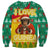 Guinea Christmas Sweatshirt with Santa Chimpanzee Heart Hands and Green Red Snowflake Pattern - Wonder Print Shop