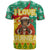 Guinea Christmas T Shirt with Santa Chimpanzee Heart Hands and Green Red Snowflake Pattern - Wonder Print Shop
