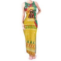 Guinea Christmas Tank Maxi Dress with Santa Chimpanzee Heart Hands and Green Red Snowflake Pattern - Wonder Print Shop