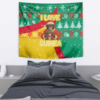 Guinea Christmas Tapestry with Santa Chimpanzee Heart Hands and Green Red Snowflake Pattern - Wonder Print Shop