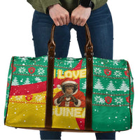 Guinea Christmas Travel Bag with Santa Chimpanzee Heart Hands and Green Red Snowflake Pattern - Wonder Print Shop