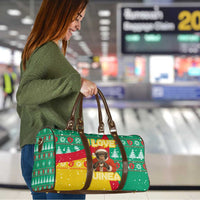 Guinea Christmas Travel Bag with Santa Chimpanzee Heart Hands and Green Red Snowflake Pattern - Wonder Print Shop