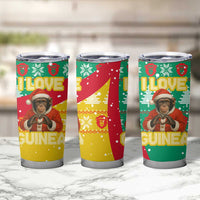 Guinea Christmas Tumbler Cup with Santa Chimpanzee Heart Hands and Green Red Snowflake Pattern - Wonder Print Shop