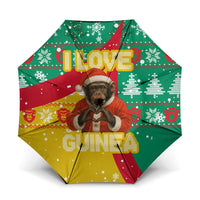 Guinea Christmas Umbrella with Santa Chimpanzee Heart Hands and Green Red Snowflake Pattern - Wonder Print Shop