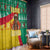 Guinea Christmas Window Curtain with Santa Chimpanzee Heart Hands and Green Red Snowflake Pattern - Wonder Print Shop