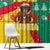 Guinea Christmas Window Curtain with Santa Chimpanzee Heart Hands and Green Red Snowflake Pattern - Wonder Print Shop