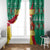 Guinea Christmas Window Curtain with Santa Chimpanzee Heart Hands and Green Red Snowflake Pattern - Wonder Print Shop