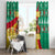 Guinea Christmas Window Curtain with Santa Chimpanzee Heart Hands and Green Red Snowflake Pattern - Wonder Print Shop