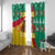 Guinea Christmas Window Curtain with Santa Chimpanzee Heart Hands and Green Red Snowflake Pattern - Wonder Print Shop