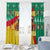 Guinea Christmas Window Curtain with Santa Chimpanzee Heart Hands and Green Red Snowflake Pattern - Wonder Print Shop