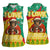 Guinea Christmas Women Sleeveless Polo Shirt with Santa Chimpanzee Heart Hands and Green Red Snowflake Pattern - Wonder Print Shop
