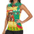 Guinea Christmas Women Sleeveless Polo Shirt with Santa Chimpanzee Heart Hands and Green Red Snowflake Pattern - Wonder Print Shop