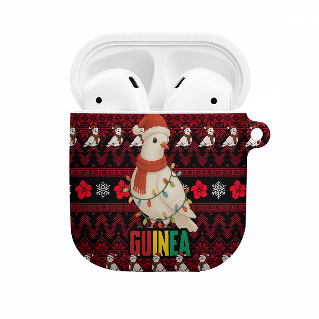 Guinea Christmas AirPods Case with Festive Dove String Lights and Red Black Holiday Pattern - Wonder Print Shop