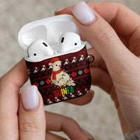 Guinea Christmas AirPods Case with Festive Dove String Lights and Red Black Holiday Pattern - Wonder Print Shop