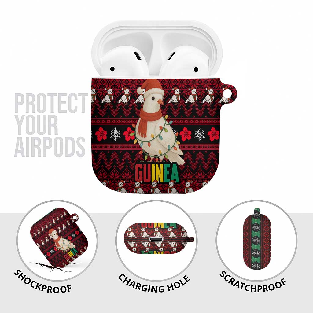 Guinea Christmas AirPods Case with Festive Dove String Lights and Red Black Holiday Pattern - Wonder Print Shop