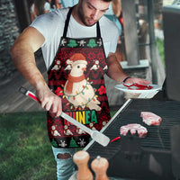 Guinea Christmas Apron with Festive Dove String Lights and Red Black Holiday Pattern - Wonder Print Shop