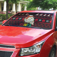 Guinea Christmas Auto Sun Shade with Festive Dove String Lights and Red Black Holiday Pattern - Wonder Print Shop