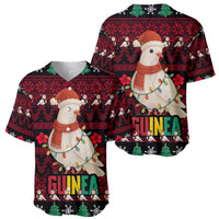 Guinea Christmas Baseball Jersey with Festive Dove String Lights and Red Black Holiday Pattern - Wonder Print Shop