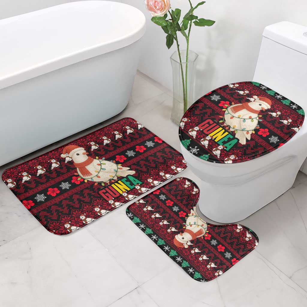 Guinea Christmas Bathroom Set with Festive Dove String Lights and Red Black Holiday Pattern - Wonder Print Shop