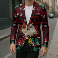 Guinea Christmas Blazer with Festive Dove String Lights and Red Black Holiday Pattern - Wonder Print Shop