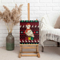 Guinea Christmas Canvas Wall Art with Festive Dove String Lights and Red Black Holiday Pattern - Wonder Print Shop