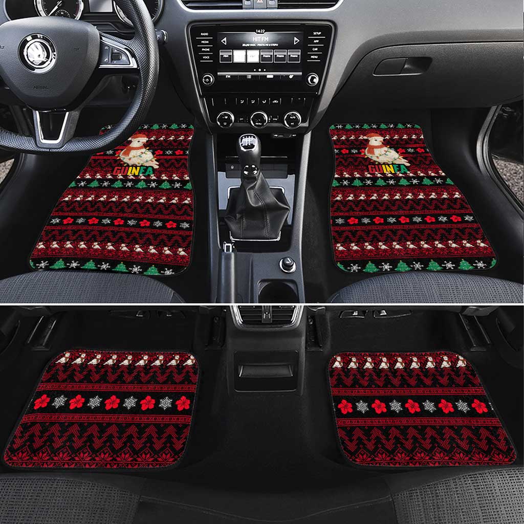 Guinea Christmas Car Mats with Festive Dove String Lights and Red Black Holiday Pattern - Wonder Print Shop
