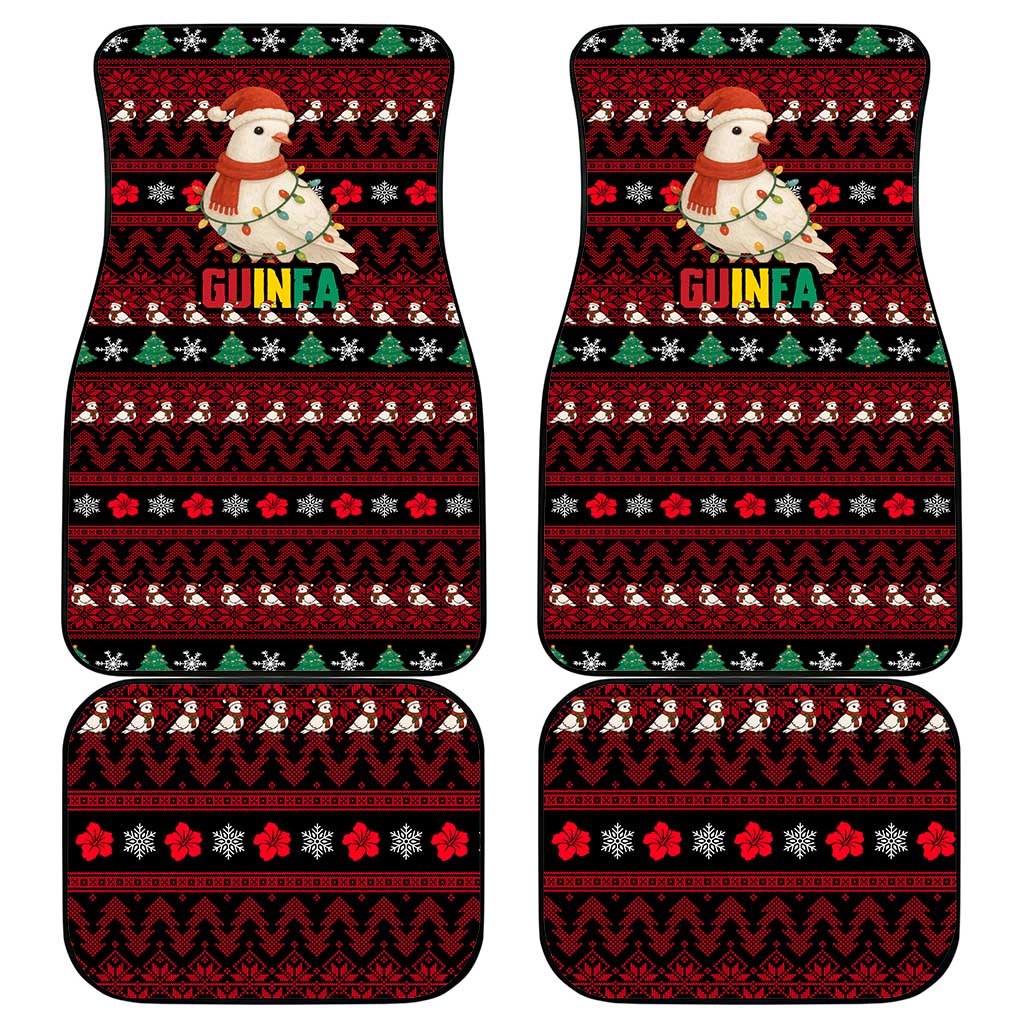 Guinea Christmas Car Mats with Festive Dove String Lights and Red Black Holiday Pattern - Wonder Print Shop