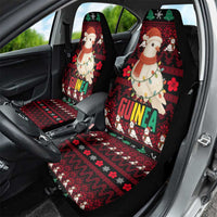 Guinea Christmas Car Seat Cover with Festive Dove String Lights and Red Black Holiday Pattern - Wonder Print Shop