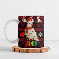 Guinea Christmas Ceramic Mug with Festive Dove String Lights and Red Black Holiday Pattern - Wonder Print Shop
