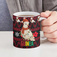 Guinea Christmas Ceramic Mug with Festive Dove String Lights and Red Black Holiday Pattern - Wonder Print Shop
