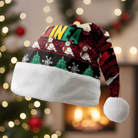 Guinea Christmas Santa Hat with Festive Dove String Lights and Red Black Holiday Pattern - Wonder Print Shop