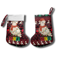 Guinea Christmas Stocking with Festive Dove String Lights and Red Black Holiday Pattern - Wonder Print Shop