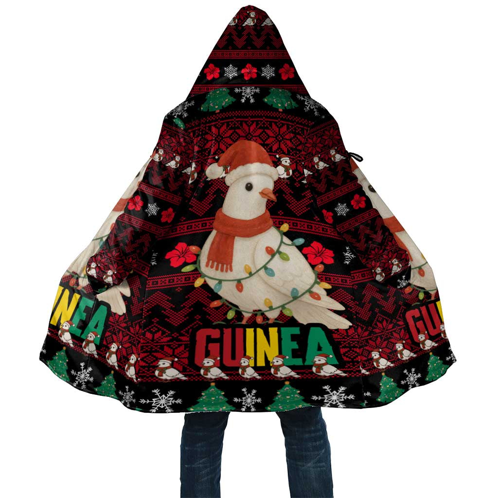 Guinea Christmas Cloak with Festive Dove String Lights and Red Black Holiday Pattern - Wonder Print Shop