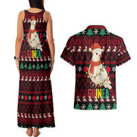 Guinea Christmas Couples Matching Tank Maxi Dress and Hawaiian Shirt with Festive Dove String Lights and Red Black Holiday Pattern - Wonder Print Shop