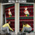 Guinea Christmas Door Cover with Festive Dove String Lights and Red Black Holiday Pattern - Wonder Print Shop
