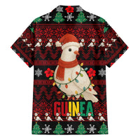 Guinea Christmas Family Matching Long Sleeve Bodycon Dress and Hawaiian Shirt with Festive Dove String Lights and Red Black Holiday Pattern - Wonder Print Shop