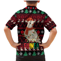 Guinea Christmas Family Matching Mermaid Dress and Hawaiian Shirt with Festive Dove String Lights and Red Black Holiday Pattern - Wonder Print Shop